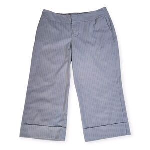 Mossimo Gray Striped Capri Dress Pants Womans Sz 6 Flat Front Corpwear Office
